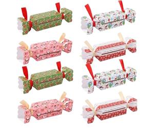 8PCS Christmas Crackers Make Your Own, 20x10x1cm Christmas Cracker with Customiz Fillings, for Storing Candy, Banknotes