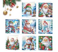 8Pcs Christmas Diamond Painting Greeting Cards 5D DIY Crystal Christmas Art Snowman Postcards Cards with Envelopes Diamond Painting Tools Diamonds Art Kits Xmas Craft Gift for Family Kids (Color A)