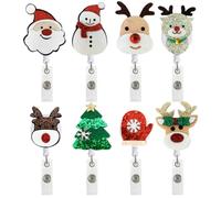 8pcs Christmas Felt Badge Reel Clip Retractable Id Holder for Nurses