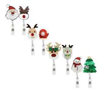 8pcs Christmas Felt Retractable Badge Reel Clip with Telescopic Rope