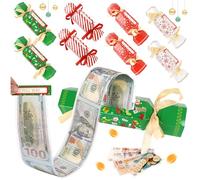 8Pcs Christmas Money Gift Boxes Funny Christmas Money Cracker Surprise Money Gift Boxes for Cash Pull DIY Candy Pulling Out Cash for Christmas Kids Adults Gifts