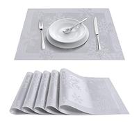 8Pcs Christmas Placemats Sets Christmas Placemats with Snowflake Patterns PVC Christmas Table Mats for Christmas Holiday Table Decorations (17.7x11.8Inches/ Gray Snowflake)