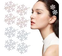 8pcs Christmas Season Hairpin Decorative Snowflake Alloy Clip | Shining Silver and Golden Finish, Easy to Wear and Remove, for Cosplay Masquerades Friends
