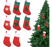8PCS Christmas Stocking, Christmas Stockings, Tree Decorations, Including 2Snowflake, 2Red, 2Leaf and 2 Tree Styles, DIY Projects Gift Tags Ornaments Fun Home Activities