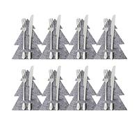 8Pcs Christmas Tree Tableware Holders Xmas Forks Bag Silverware Pouches Pockets Cutlery Bag Holiday Christmas Centerpieces Table Decorations 17X21CM Grey