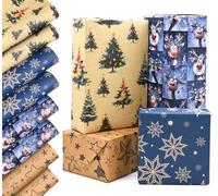8pcs Christmas Wrapping Paper Sheets, QRTDXP 50 * 70cm Xmas Series Gift Recyclable Paper with Various Design Perfect for Christmas Party Decoration