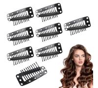 8PCS Chunni Clips U-shape Metal Clips for Dupatta No Sew Snap Hair Clip Black With Safety Pin for Hijab Indian Costume With Rubber Snap to Easy Operate