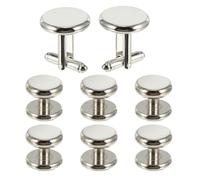8pcs Classic round Copper French Style Cufflinks Set for Men | Shirt Studs Included, Suitable for French Cuff Shirts, Business Evenings and Gala Wear, Easy Organization