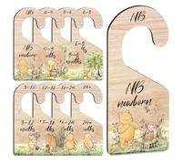 8PCS Classic Winnie Baby Closet Dividers for Newborn, the Pooh Baby Nursery Decor Wooden Hanger, Winnie Baby Clothes Dividers for Closet, Double-Sided Baby Closet Dividers