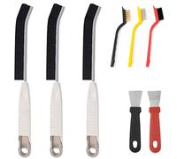 8Pcs Cleaning Tool Set - 3Pcs Hard Bristle Crevice Brush, Groove Brush, 3 Stainless Steel Nylon Brushes, 2 Oven Scrapers for Home Kitchen Bathroom