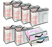 8PCS Clothes Storage Bag, 30 x 40 x 10cm Storage Bags with Zips, Clear Storage Bags with Black Reinforced Handle, Can Be Stored Sweater Clothes Bed Sheet Pillow for Closet & Under Bed Storage
