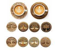 8PCS Coasters Set, Beautifully Crafted Wooden Coasters Featuring Design, Wood Coasters, Stylish Coaster Set for Home & Office Desk, Unique Housewarming Gift Idea