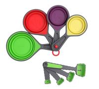 8Pcs Collapsible Silicone Measuring Cups and Spoons Set Soft Portable Adjustable Camper Kitchen Accessories for Liquid Dry Baking Utensils Kitchen Tools Travel Measuring Cup