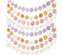 8PCS Color Daisy Banner,Cute Hanging Daisy Party Decorations,Flower Decorations for Indoor Girls Birthday Supplies,for Birthday Baby Shower Boho Hippie Groovy Retro Themed Party