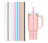 8PCS Color Replacement Straws for Stanley Owala Simple Modern, Alwenid Reusable Glitter Clear Stainless Steel Straws Accessories for Tumbler Mug Cup, BPA Free and Dishwasher Safe(7*Tritan+1*Metal)