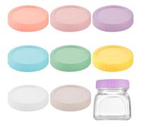 8Pcs Colored Plastic Mason Jar Lids With Gaskets,70mm Reusable Jar Lids for Mason Canning Regular Mouth Canning Jar Lid Plastic Food Storage Caps for Storing Jams Fruits Foodstuffs