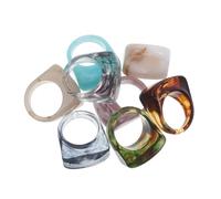 8pcs Colorful Resin Knuckle Ring Acrylic Chunky Band for Women