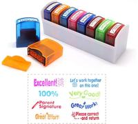 8pcs Colorful Self-Inking Motivation School Grading Teacher Stamp Set