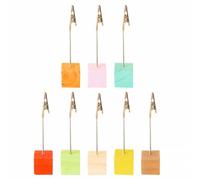 8pcs Colorful Square Wooden Message Clip Note Holder for Photos