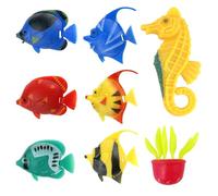 8Pcs Colourful Assorted Artificial Fishes Floating, Tiny Plastic Fish Fake Fish Moving Floating Aquarium Ornament Bubble Tube Accessories, Aquarium Tropical Fish Jellyfish Seahorse Decorations (Color)