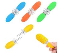 8PCS Corn on The Cob Holders - Stainless Steel Corn Forks with Silicone Handle - Safe Interlocking Skewers for BBQ, Parties, Picnics & Camping - Kitchen Corn Cob Eating Utensils