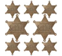 8pcs Cosplay Sheriff Badge for Kids, Metal Hexagonal Star Pin Cowboy Deputy Badge for Role-Play Costume Wild West Theme Props Western Party Carnival Prizes Accessories