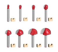 8Pcs Cove Box Router Bit Set 1/4 Inch Shank Solid Carbide Double Flute Nose Bits 1/4" 5/8" 1/2" 3/8" 7/8" 5/16" 3/4" 1" Diameter with 1 Conversion Shank (1/2" to 1/4") (Red)