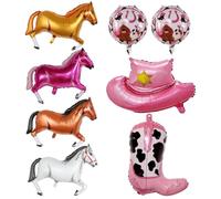 8PCS Cowboy Balloons Set, Horse Foil Balloons, Western Party Decorations