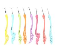 8Pcs Crochet Hooks Retro Fancy Soft Handle High Collection Value Knitting Needles Set for Household (Colorful)