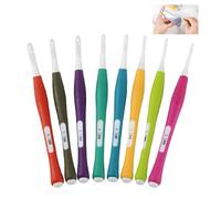 8Pcs Crochet Hooks Set, ABS Plastic Single Ended Crochet Hook Ergonomic Handle Soft Grip Crochet Hook, 2.50-6.00 mm Comfortable Smooth Crochet Needles Easy Grip Knitting Needles for DIY Yarn Craft