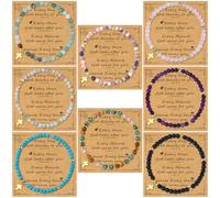 8PCS Cross Bracelets for Women Christian Gifts - 4MM Beaded Cross Bracelet Inspirational Christmas Confirmation Baptism Birthday Gifts Natural Stone Bracelets Jewelry, One Size, Stainless Steel, no