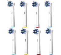 8pcs Cross Clean Replacement Heads Compatible with Braun Oral B Electric Toothbrush, White