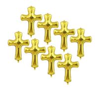8pcs Cross-shaped Aluminum Foil Balloon for Baptism and Shower Decor | Golden Three-dimensional Design, Easy to Hang, Helium Compatible, for Ceremonies, Photo Booth Setups, Doors
