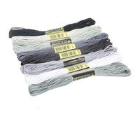 8PCS Cross Stitch Thread Embroidery Rainbow Color Floss Supplies Beginner Yarn Making Kit 7.5M(Grey)