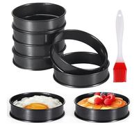 8Pcs Crumpet Rings, 10cm Crumpets Cooking Rings Non Stick, Stainless Steel Double Rolled Baking Rings English Muffin Ring Round Cake Rings Egg Burger Rings Mold for Baking Cooking(10CMBlack)