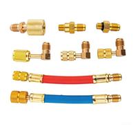 8PCS CT-138 AC Adapter Kit Brass Conversion Fitting Set for R12 R22 R134a Car Home Fridge Air Conditi1r Charging
