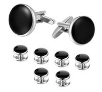 8Pcs Cufflinks for Men, Tuxedo Studs and Cufflinks Set, Silver Cuff Links for Business Wedding Formal Suit (Gold)