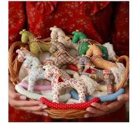 8PCS Cute Christmas Tree Colorful Horse Decoration,Handmade Pony Ornament with Floral Embroidery, Soft Fabric Plush Pony with Yarn Mane and Tail, for Family and Friends