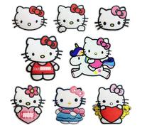8pcs Cute Kids Cartoon Cat Embroidery Patches Iron on/Sew on Anime Applique Embroidered Repair Patch Fashion DIY Accessories Collection for Clothing Jacket Jeans Backpack Hat Vests Bags