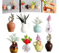 8Pcs Cute Mini Ceramic Vase Magnets for Fridge, Funny Small Plant Magnets, Tiny 3D Plant Vase for Refrigerator Decoration Kitchen Locker Kitchen Office