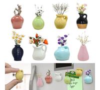 8Pcs Cute Mini Ceramic Vases Magnet for Fridge | Magnetic Bud Vases for Refrigerator | Funny 3D Ceramic Plant Magnets for Kitchen Locker Office Decor
