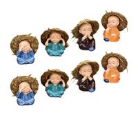 8pcs Cute Resin Buddha Monk Car Dashboard Ornament for Aromatherapy | Compact Portable Cartoon Figures, Home Shelf Display, Adorable Style, Easy to Use, Car Decor