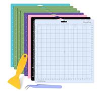 8Pcs Cutting Mat for Cricut, 12”X12” Standardgrip Multicolored Cutting Mats, Non-Slip&Durable Replacement Compatible with Cricut Maker/Maker 3/Explore 3/Air/Air 2/One,with 1Scraper and 1 Tweezers