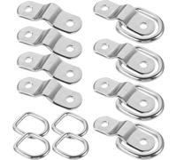 8pcs D Ring Tie down Anchor Hook for Truck Bed, Iron Silver | Surface Mount Design, High Load Bearing Use, Smooth Finish, Trailer and Car Accessory for Secure Fastening
