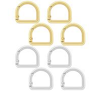 8Pcs D Rings for Bags, Metal Spring Key Hooks, Small Keyring Clips for Backpack Handbag Belt Strap Keychain Car Paracord (Gold & Silver)