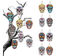 8Pcs Day of the Dead Decorations Hanging Ornaments for Tree,Dia de los Muertos Party Decorations Sugar Skull & Skeleton Hanging Ornaments for Mexican Day of the Dead Decor Halloween Party Supplies