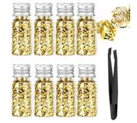 8Pcs Decorative Gold Leaf, Multifunction Gold Flakes with Tweezers Leaf Sheets Decorative for Cooking Dessert Steak Decoration Crafts Makeup