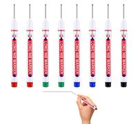 8PCS Deep Hole Marker,Multi-Purpose Long Head Deep Hole Marker Pens,Marker Marking Tool in Pen Tip 20mm,Quick Drying & Waterproof,Marker Pen for Carpenters Builders Construction(Blue/Red/Green/Black)