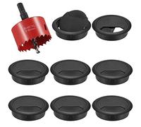 8Pcs Desk Grommet with Hole Saw,60mm Cable Wire Grommet Computer Grommet Wire Hole Cover Wire Organizer Round for Home and Office Table Cable Cord Management (Black)