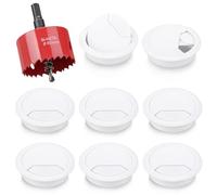 8Pcs Desk Grommet with Hole Saw,60mm Cable Wire Grommet Computer Grommet Wire Hole Cover Wire Organizer Round for Home and Office Table Cable Cord Management (White)